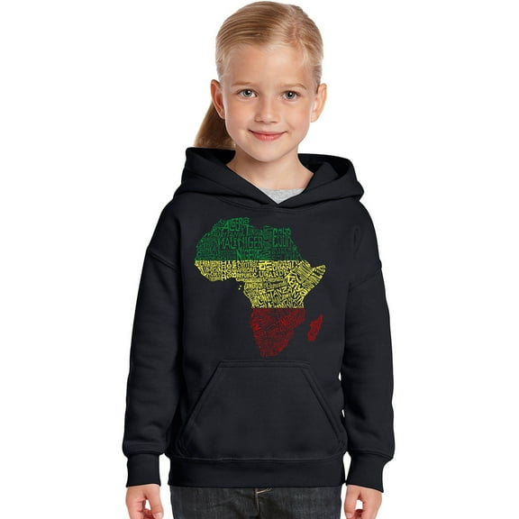 LA Pop Art Girl's Word Art Hooded Sweatshirt - Countries in Africa