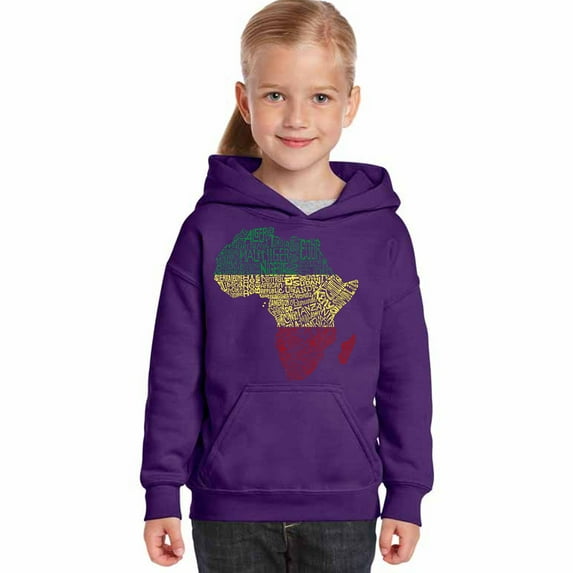LA Pop Art Girl's Word Art Hooded Sweatshirt - Countries in Africa