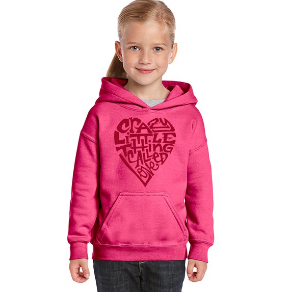 LA Pop Art Girl's Word Art Hooded Sweatshirt - Crazy Little Thing Called Love