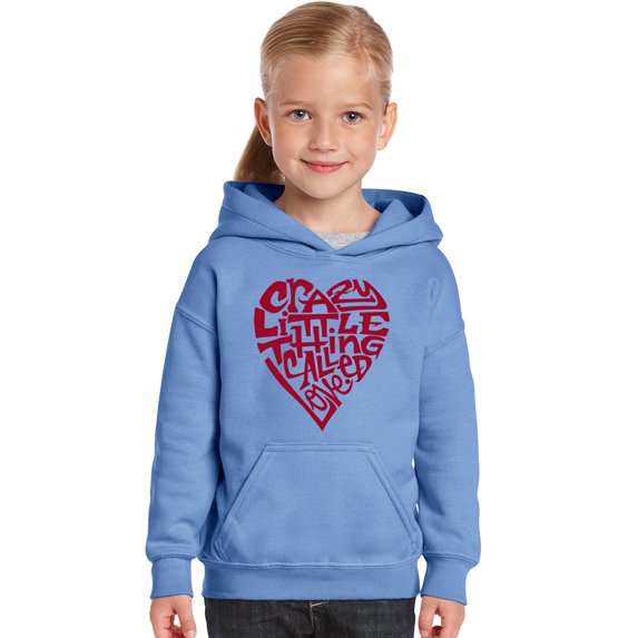 LA Pop Art Girl's Word Art Hooded Sweatshirt - Crazy Little Thing Called Love