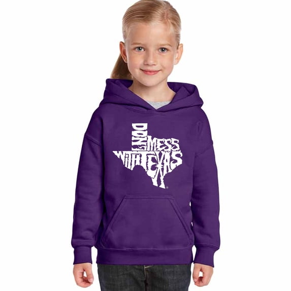 LA Pop Art Girl's Word Art Hooded Sweatshirt - DONT MESS WITH TEXAS