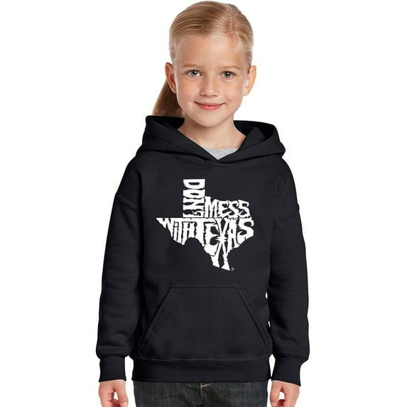 LA Pop Art Girl's Word Art Hooded Sweatshirt - DONT MESS WITH TEXAS