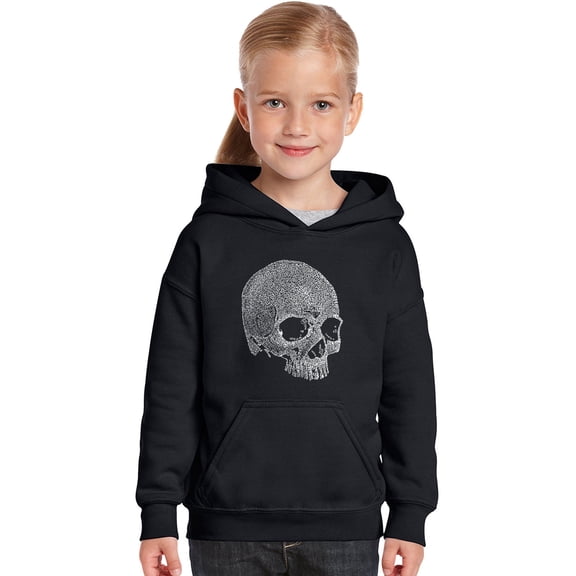 LA Pop Art Girl's Word Art Hooded Sweatshirt - Dead Inside Skull