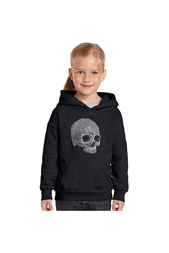 Girl's Word Art Hooded Sweatshirt - Dead Inside Skull