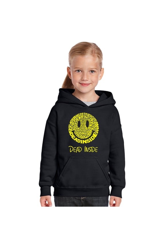 Girl's Word Art Hooded Sweatshirt - Dead Inside Smile