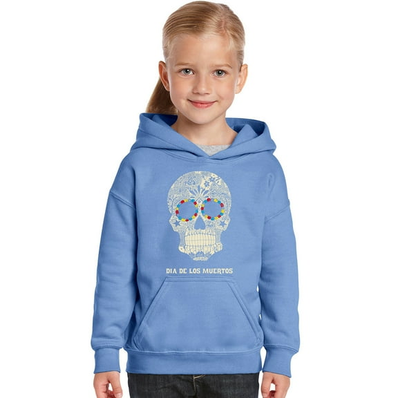 LA Pop Art Girl's Word Art Hooded Sweatshirt - Dia De Los Muertos