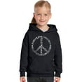 thumbnail image 1 of LA Pop Art Girl's Word Art Hooded Sweatshirt - Different Faiths peace sign, 1 of 2