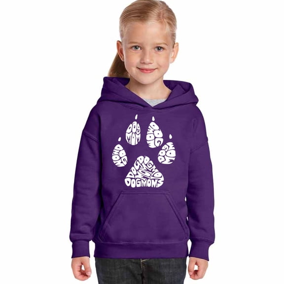 LA Pop Art Girl's Word Art Hooded Sweatshirt - Dog Mom