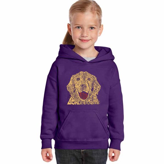 LA Pop Art Girl's Word Art Hooded Sweatshirt - Dog