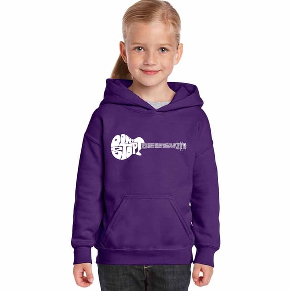 LA Pop Art Girl's Word Art Hooded Sweatshirt - Don't Stop Believin'