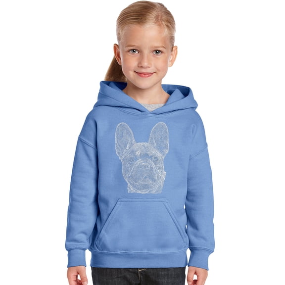 LA Pop Art Girl's Word Art Hooded Sweatshirt - French Bulldog