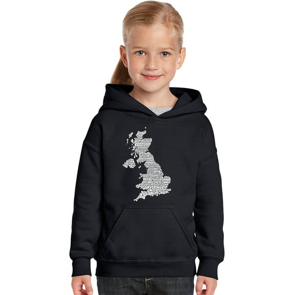 LA Pop Art Girl's Word Art Hooded Sweatshirt - GOD SAVE THE QUEEN