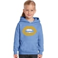 thumbnail image 1 of LA Pop Art Girl's Word Art Hooded Sweatshirt - Gold Digger Lips, 1 of 2