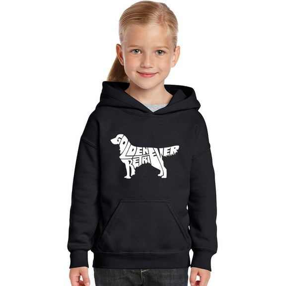 LA Pop Art Girl's Word Art Hooded Sweatshirt - Golden Retreiver