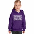 thumbnail image 1 of LA Pop Art Girl's Word Art Hooded Sweatshirt - Greatest Rap Hits of The 1980's, 1 of 2