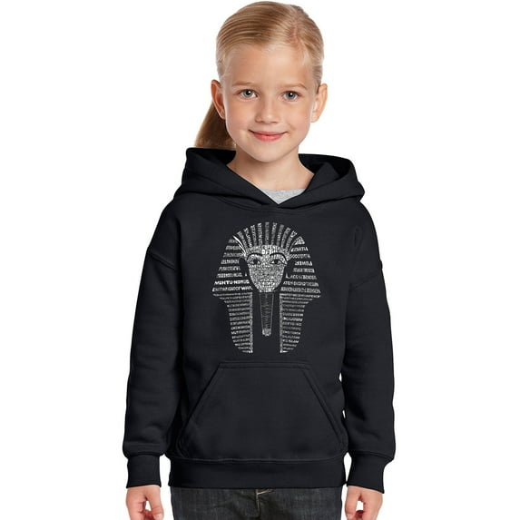 LA Pop Art Girl's Word Art Hooded Sweatshirt - KING TUT