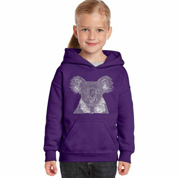 LA Pop Art Girl's Word Art Hooded Sweatshirt - Koala