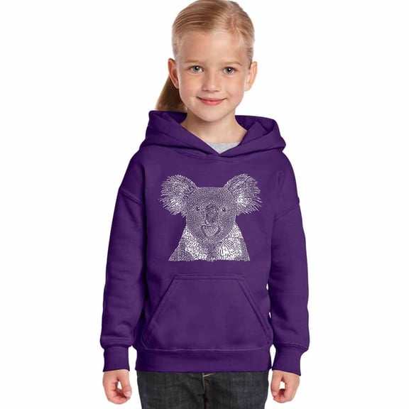LA Pop Art Girl's Word Art Hooded Sweatshirt - Koala