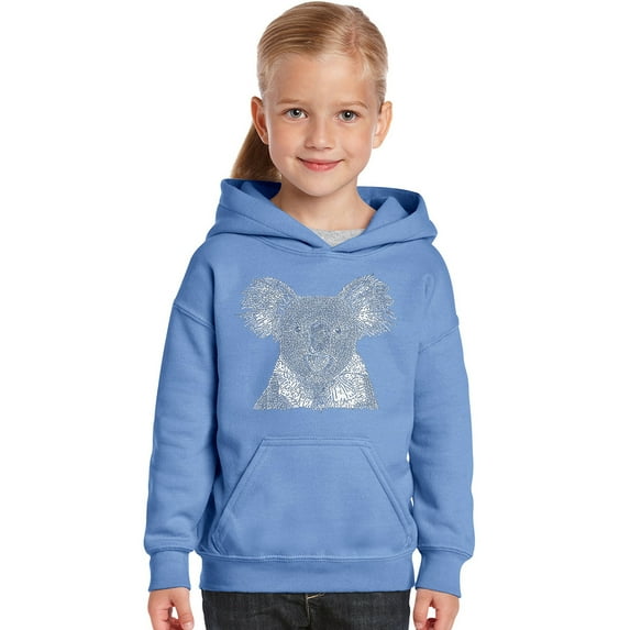 LA Pop Art Girl's Word Art Hooded Sweatshirt - Koala