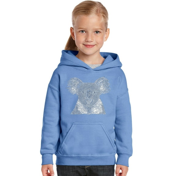 LA Pop Art Girl's Word Art Hooded Sweatshirt - Koala