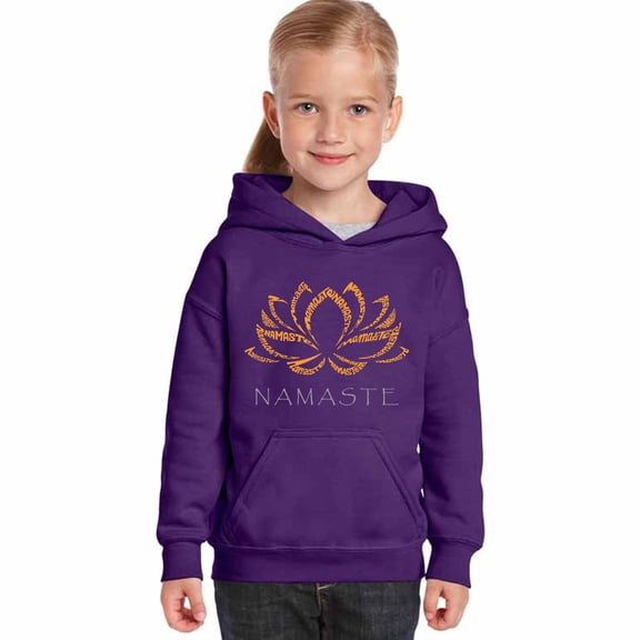 LA Pop Art Girl's Word Art Hooded Sweatshirt - Namaste