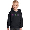 thumbnail image 1 of LA Pop Art Girl's Word Art Hooded Sweatshirt - PLUR, 1 of 2