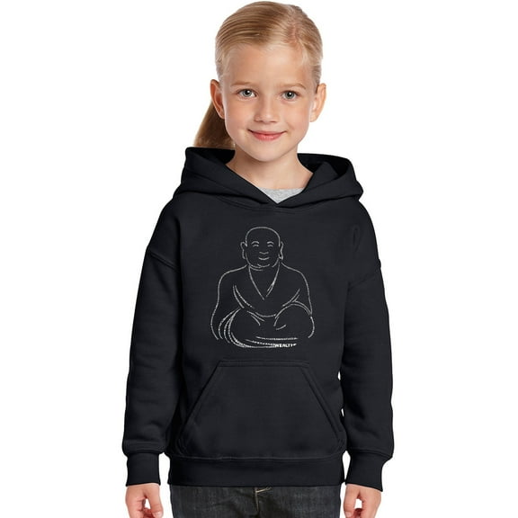 LA Pop Art Girl's Word Art Hooded Sweatshirt - POSITIVE WISHES