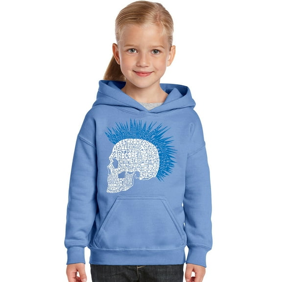LA Pop Art Girl's Word Art Hooded Sweatshirt - Punk Mohawk