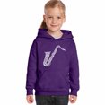 thumbnail image 1 of LA Pop Art Girl's Word Art Hooded Sweatshirt - Sax, 1 of 2
