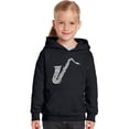 thumbnail image 1 of LA Pop Art Girl's Word Art Hooded Sweatshirt - Sax, 1 of 2