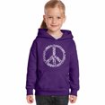 thumbnail image 1 of LA Pop Art Girl's Word Art Hooded Sweatshirt - THE WORD PEACE IN 20 LANGUAGES, 1 of 2
