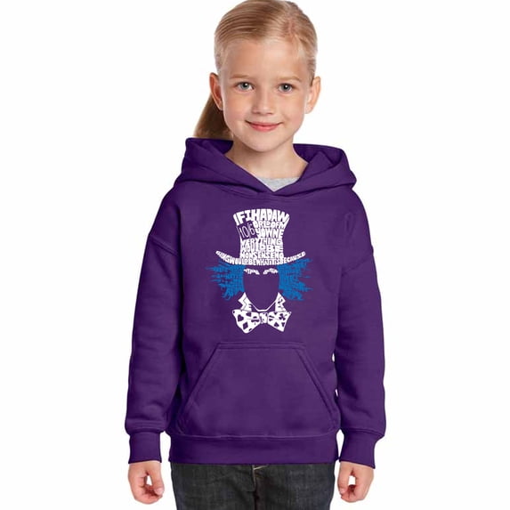 LA Pop Art Girl's Word Art Hooded Sweatshirt - The Mad Hatter