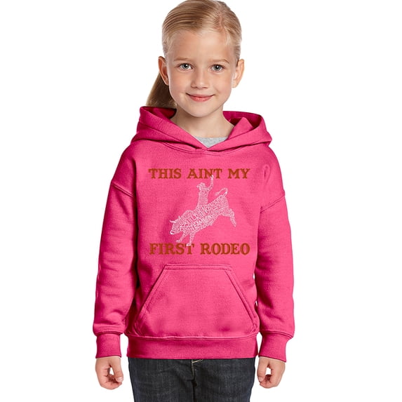 LA Pop Art Girl's Word Art Hooded Sweatshirt - This Aint My First Rodeo