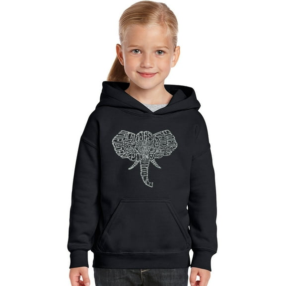 LA Pop Art Girl's Word Art Hooded Sweatshirt - Tusks