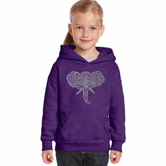 LA Pop Art Girl's Word Art Hooded Sweatshirt - Tusks