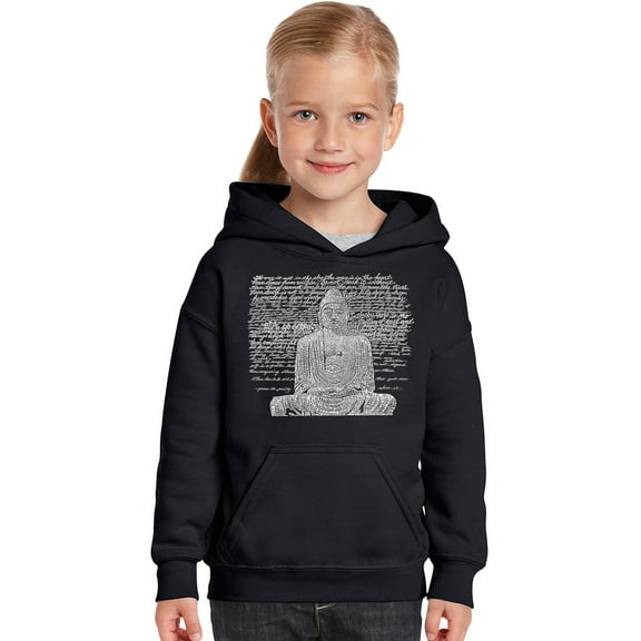LA Pop Art Girl's Word Art Hooded Sweatshirt - Zen Buddha