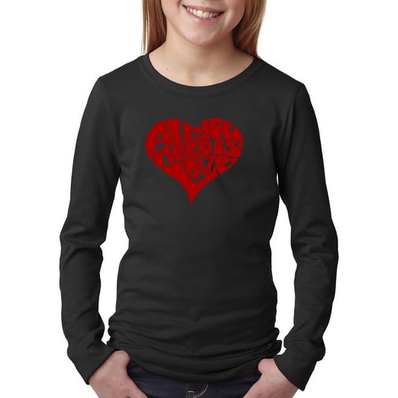 LA Pop Art Girl's Word Art Long Sleeve - All You Need Is Love
