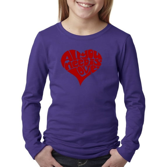 LA Pop Art Girl's Word Art Long Sleeve - All You Need Is Love