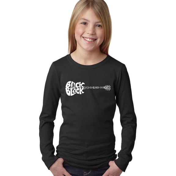 LA Pop Art Girl's Word Art Long Sleeve - Back in Black