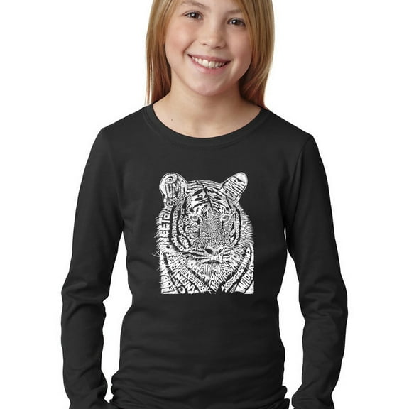 LA Pop Art Girl's Word Art Long Sleeve - Big Cats