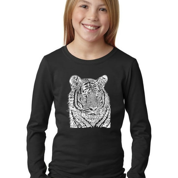 LA Pop Art Girl's Word Art Long Sleeve - Big Cats