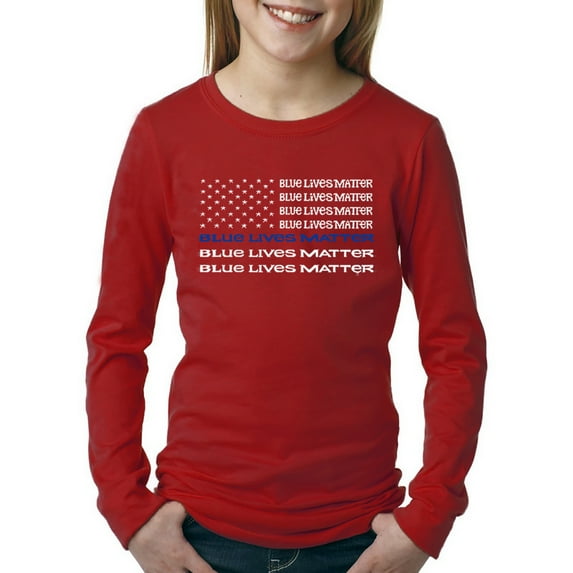 LA Pop Art Girl's Word Art Long Sleeve - Blue Lives Matter