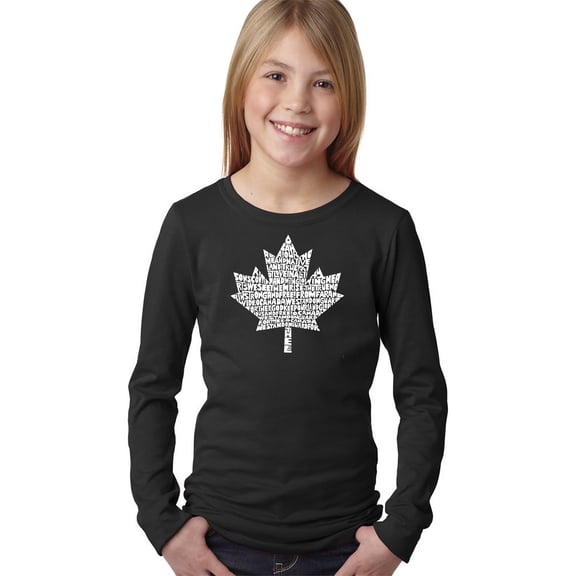 LA Pop Art Girl's Word Art Long Sleeve - CANADIAN NATIONAL ANTHEM