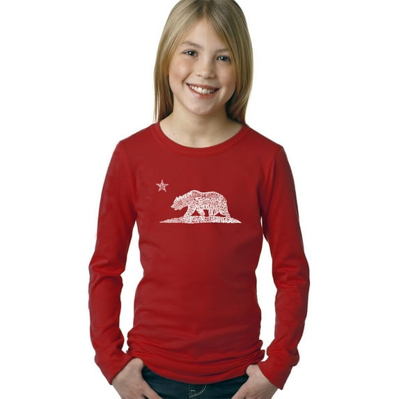 LA Pop Art Girl's Word Art Long Sleeve - California Bear