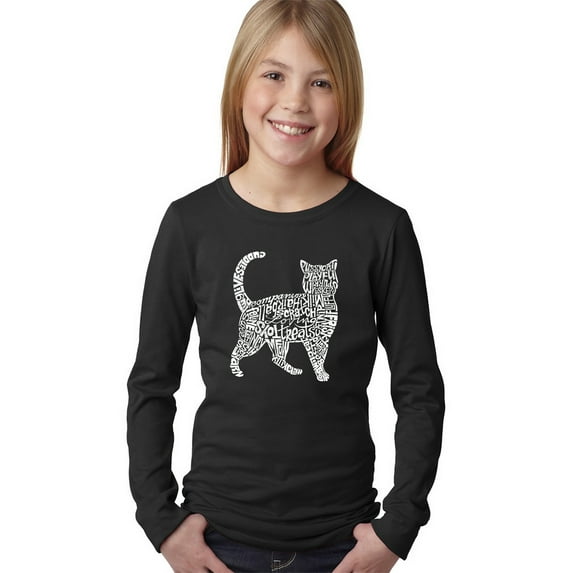 LA Pop Art Girl's Word Art Long Sleeve - Cat