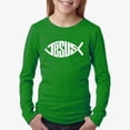 thumbnail image 1 of LA Pop Art Girl's Word Art Long Sleeve - Christian Jesus Name Fish Symbol, 1 of 2