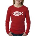 thumbnail image 1 of LA Pop Art Girl's Word Art Long Sleeve - Christian Jesus Name Fish Symbol, 1 of 2