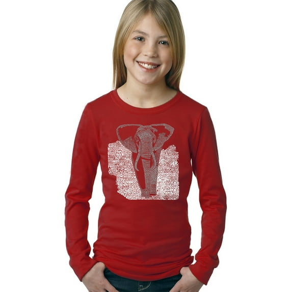 LA Pop Art Girl's Word Art Long Sleeve - ELEPHANT