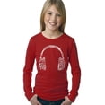 thumbnail image 1 of LA Pop Art Girl's Word Art Long Sleeve - HEADPHONES - LANGUAGES, 1 of 2