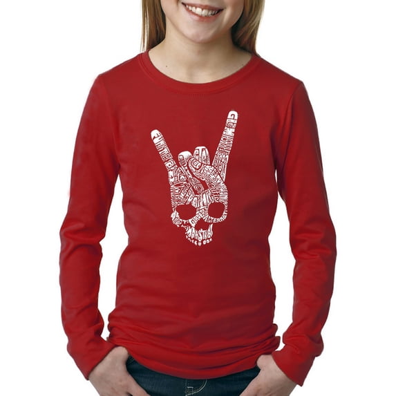 LA Pop Art Girl's Word Art Long Sleeve - Heavy Metal Genres